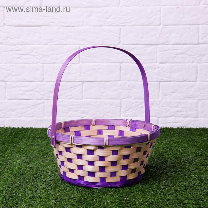 Корзина плетеная, бамбук, 21х21х10/24 см, фиолетовая
