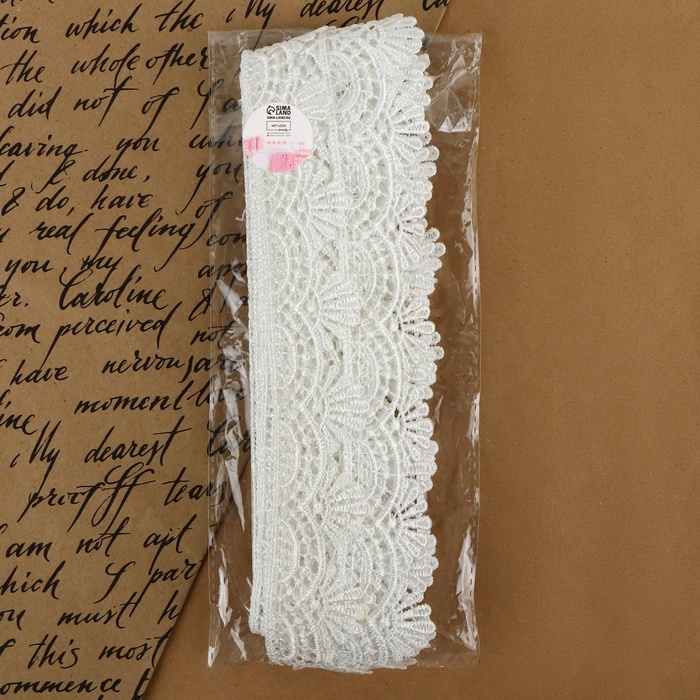 Кружево гипюровое, 40 мм &times; 9 &plusmn; 0,5 м, цвет белый