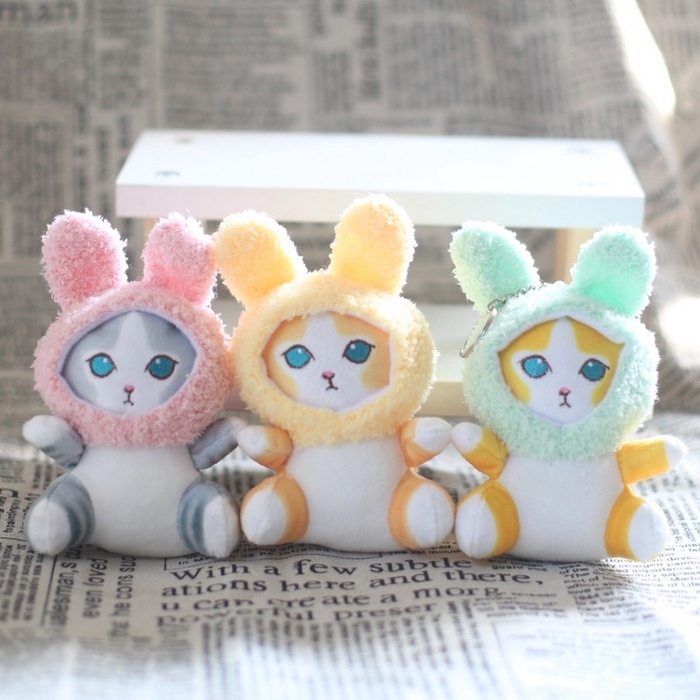 Мягкая игрушка &laquo;Котик&raquo;, в костюме зайки, на брелоке, 11 см, цвет МИКС