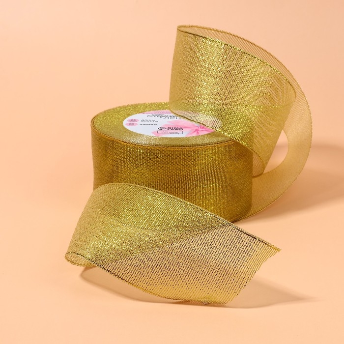 Лента парчовая, 50 мм, 23 &plusmn; 1 м, цвет золотой