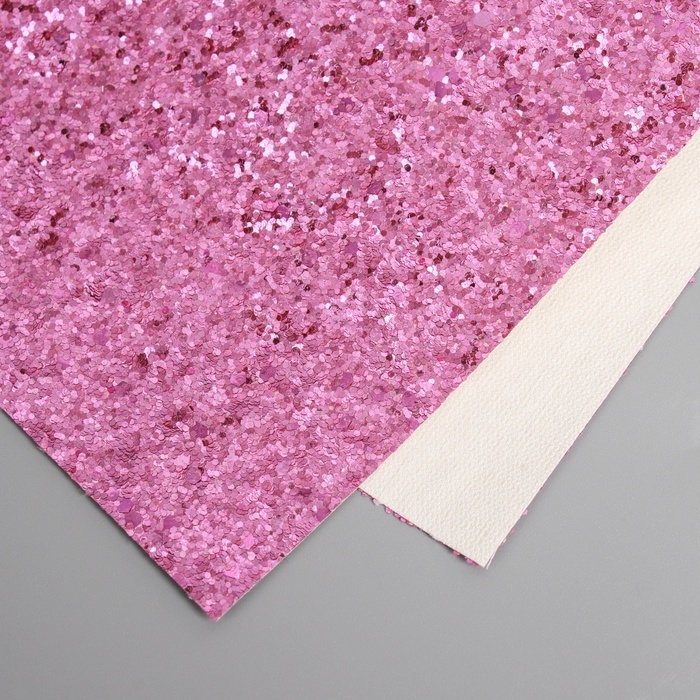Лист для творчества иск.кожа Лист для творчества иск.кожа "Крупные блёстки" фуксия лист 33х20 см толщина 0,84 мм