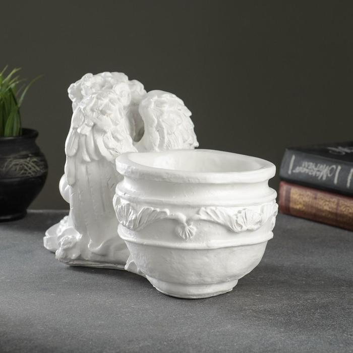 Декоративное кашпо для цветов, &laquo;Спящий ангел&raquo;, 650 мл, 15&times;18.5&times;31 см, гипс, белое