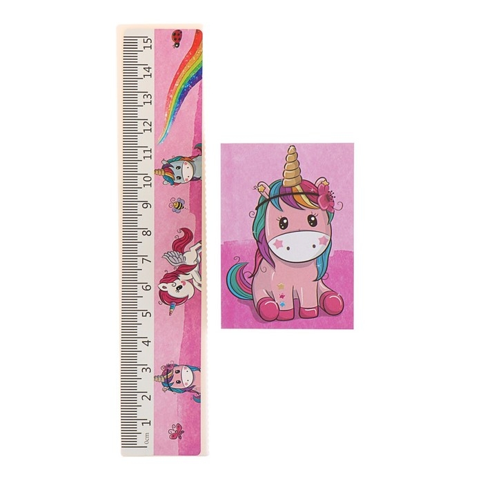 Набор настольный детский Набор настольный детский "Единорог" (подставка+2 карандаша+линейка+точилка+ластик+блокнот 8 листов+ножницы)