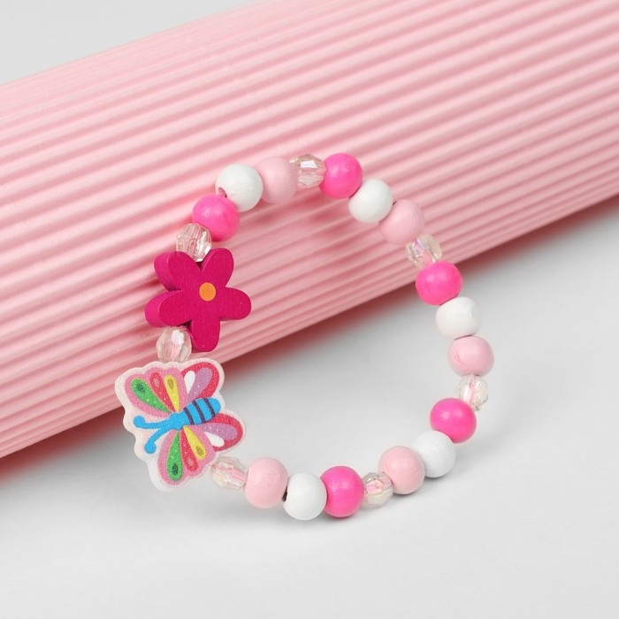 Браслет детский &laquo;Выбражулька&raquo; бабочка и цветок, цветной