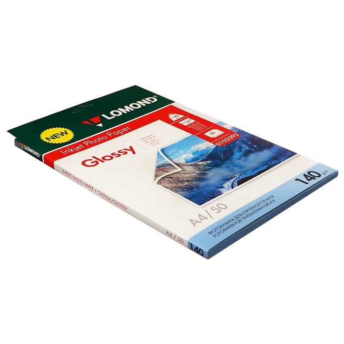 Фотобумага для струйной печати А4, 50 листов LOMOND, 140 г/м2, двусторонняя, глянцевая