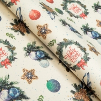 Новый год. Бумага упаковочная крафт "Венки",1 лист , 70 х 100 см Новый год. Бумага упаковочная крафт "Венки",1 лист , 70 х 100 см