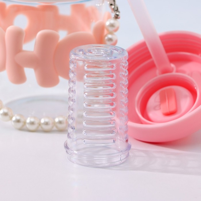 Бутылка для воды стеклянная «Бьюти», 400 мл, 8×14,5 см, цвет розовый Бутылка для воды стеклянная «Бьюти», 400 мл, 8×14,5 см, цвет розовый