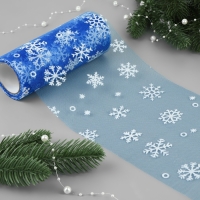 Фатин со снежинками, 15 см, 11 &plusmn; 1 г/кв.м, 9,1 &plusmn; 0,5 м, цвет синий №28