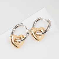 Серьги со съёмным элементом «Трансформер» сердце, цвет серебро с золотом Серьги со съёмным элементом «Трансформер» сердце, цвет серебро с золотом