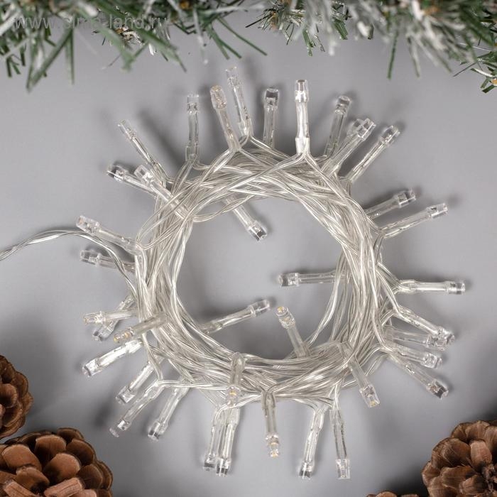 Гирлянда &laquo;Нить&raquo; 2 м, IP20, прозрачная нить, 20 LED, свечение тёплое белое, 2 режима, AAх3