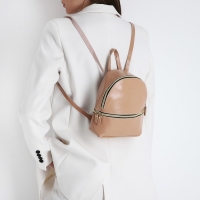 Рюкзак-мини из искусственной кожи на молнии, цвет пудровый Рюкзак-мини из искусственной кожи на молнии, цвет пудровый