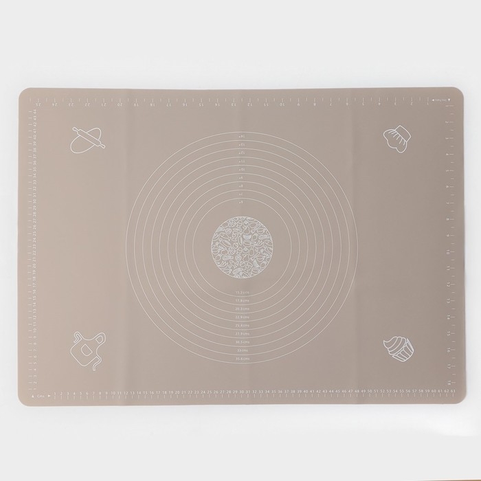 Коврик с разметкой Доляна &laquo;Капучино&raquo;, силикон, 70&times;50 см, цвет бежевый