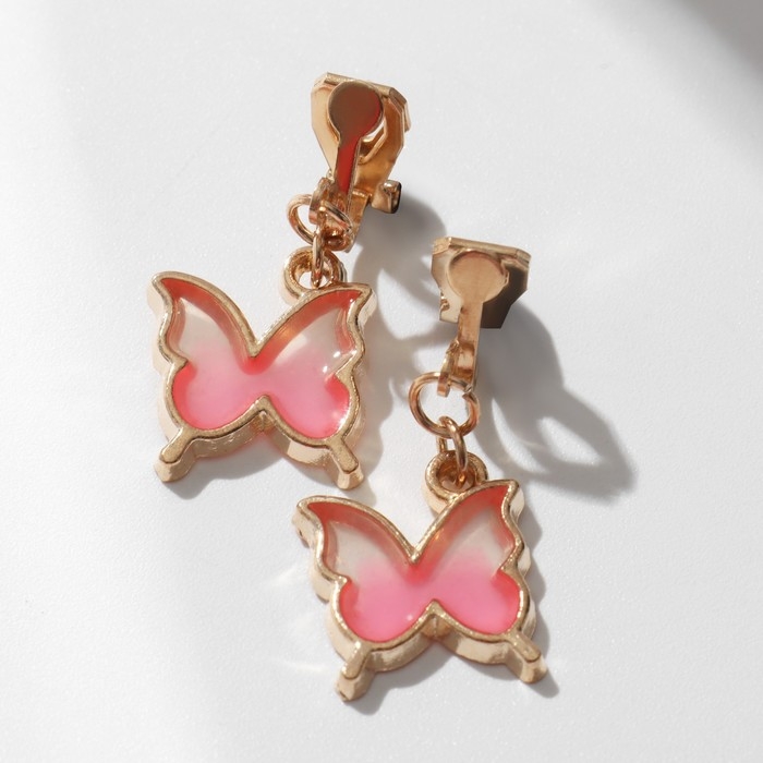 Комплект детский 2 предмета: клипсы, глиттер &laquo;Бабочки&raquo;, цветной в золоте