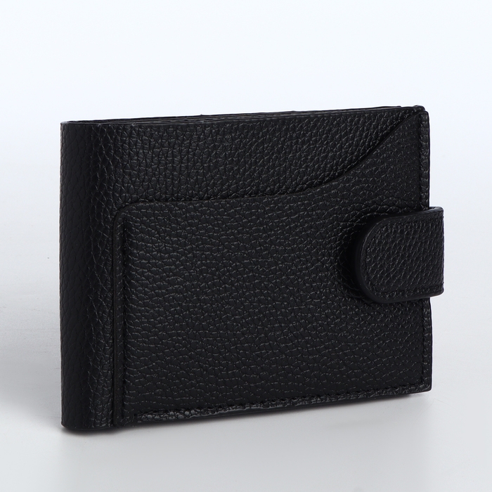 Портмоне мужское на кнопке, отдел для карт, монет, цвет чёрный Портмоне мужское на кнопке, отдел для карт, монет, цвет чёрный