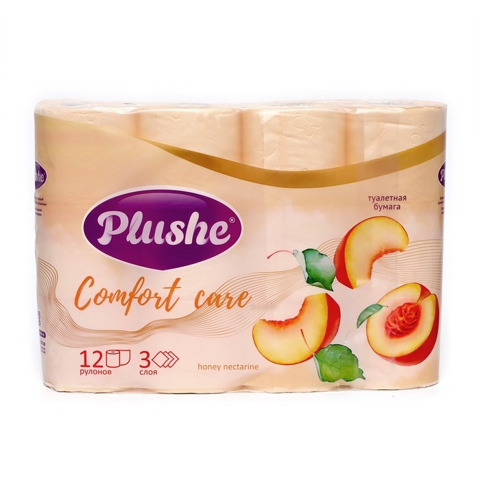 Туалетная бумага Plushe Honey Nectarine «Персик» , 3 слоя, 12 рулонов Туалетная бумага Plushe Honey Nectarine «Персик» , 3 слоя, 12 рулонов