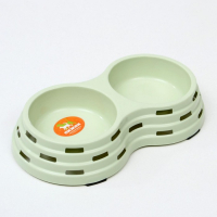 Миска металлическая двойная на пластиковом основании 2 х 160 мл, 25 х 14 х 5 см, зелёная Миска металлическая двойная на пластиковом основании 2 х 160 мл, 25 х 14 х 5 см, зелёная