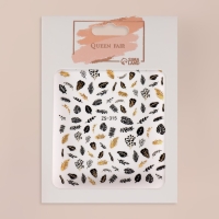 Наклейки для ногтей «Листопад», металлизированные, цвет золотистый/чёрный Наклейки для ногтей «Листопад», металлизированные, цвет золотистый/чёрный