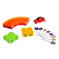 Конструктор магнитный &laquo;Магический трек&raquo;, машинка ездит от батареек, 19 деталей