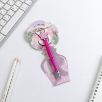 Ручка &laquo;8 Марта&raquo;,пластик, с цветок, на подложке-ваза