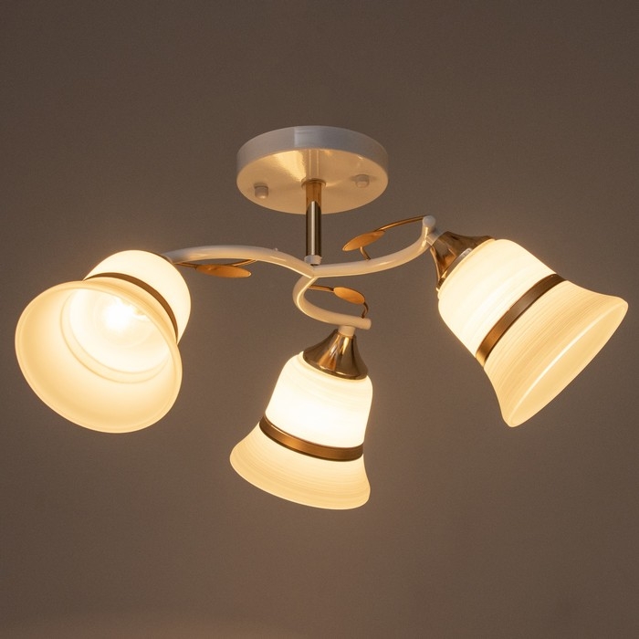 Люстра "Елена" 3х60Вт Е27 белый/золото 45х45х23см