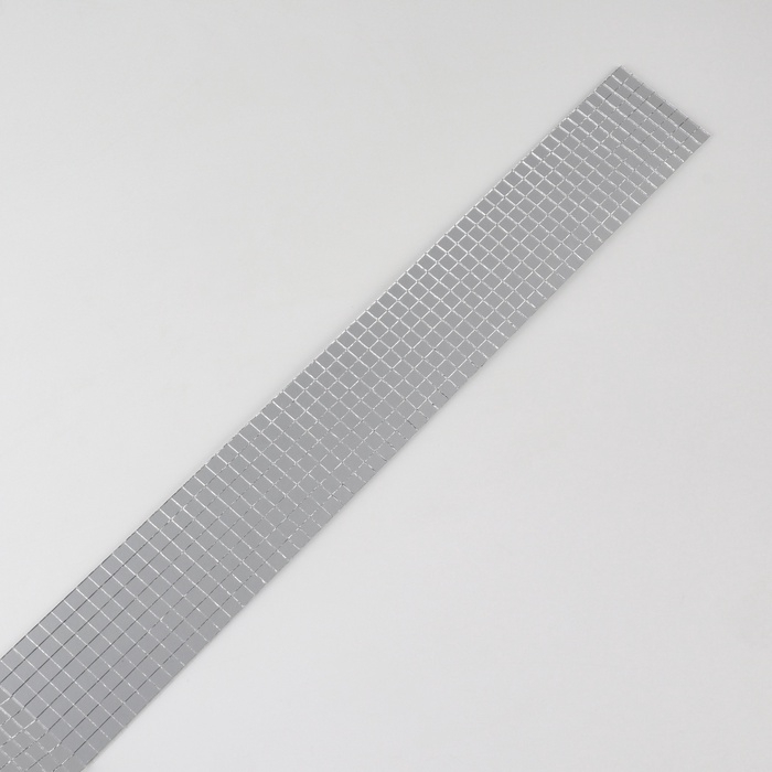 Зеркальная мозайка клеевая, 0,5 &times; 0,5 см, 8 рядов 4 см &times; 1 м, серебряное стекло