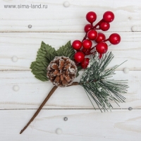 Декор "Зимние мечты" ягодки и шишка, 20 см Декор "Зимние мечты" ягодки и шишка, 20 см
