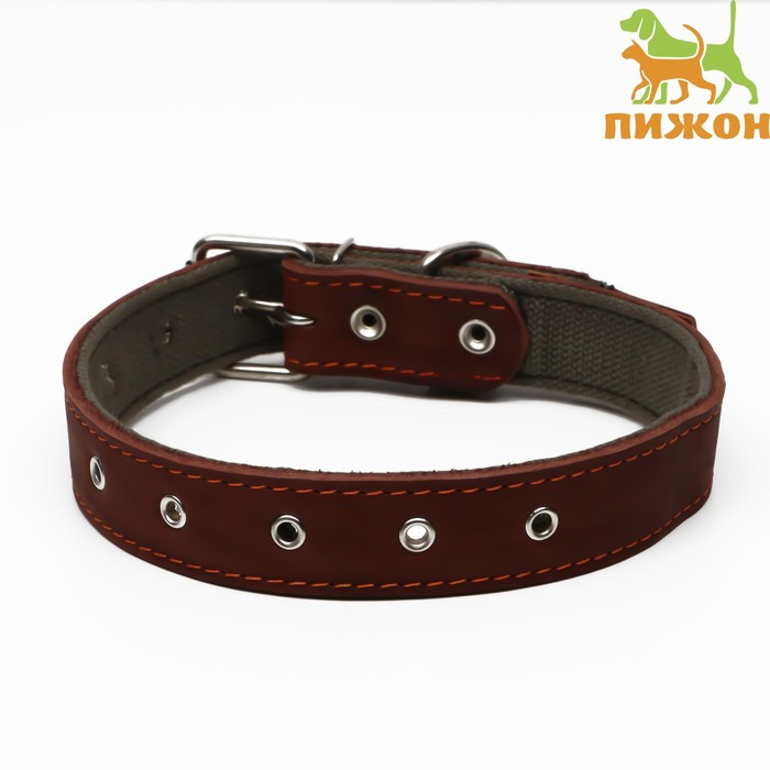 Ошейник комбинированный кожа/брезент, безразмерный, 70 х 3,5 см, ОШ 25-60 см, коричневый Ошейник комбинированный кожа/брезент, безразмерный, 70 х 3,5 см, ОШ 25-60 см, коричневый