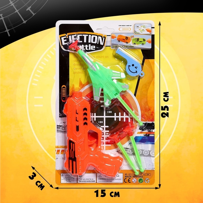 Пистолет &laquo;Лётчик&raquo;, стреляет присосками, со свистком, цвет МИКС