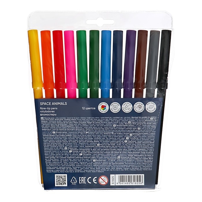 Фломастеры 12 цветов, ErichKrause, "Kids Space Animals" микс
