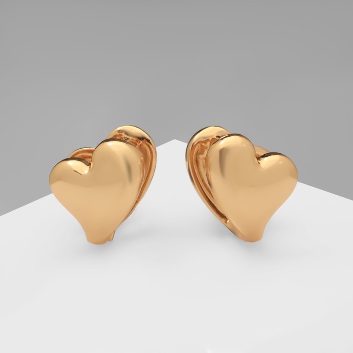 Серьги металл &laquo;Аккорд&raquo; сердечко, цвет золото