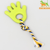 Игрушка жевательная с канатом для собак "Ладошка", 10 см, салатовая Игрушка жевательная с канатом для собак "Ладошка", 10 см, салатовая