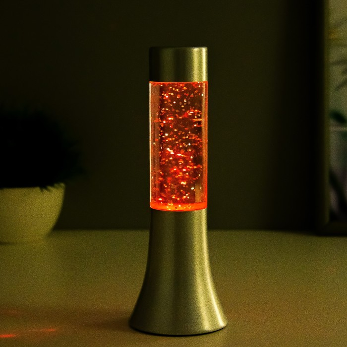 Светильник ночник Лава "Цилиндр хром", 17 см (от бат. 3хLR44)