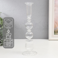 Подсвечник стекло на 1 свечу "Эстетика - два шара" прозрачный 27х8,5х8,5 см Подсвечник стекло на 1 свечу "Эстетика - два шара" прозрачный 27х8,5х8,5 см