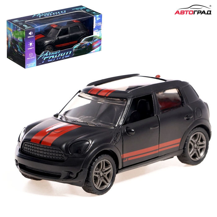 Машина &laquo;Ночные гонки&raquo;, металлическая, инерция, открываются двери, световые и звуковые эффекты, 1:32, цвет чёрный