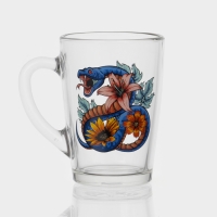 Кружка стеклянная кофейная &laquo;Цветы и змеи&raquo;, 300 мл, МИКС