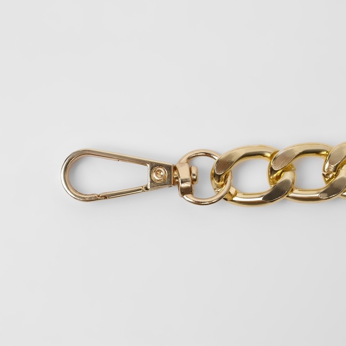Цепочка для сумки, с карабинами, металлическая, плоская, 18 &times; 13 мм, 60 см, цвет золотой