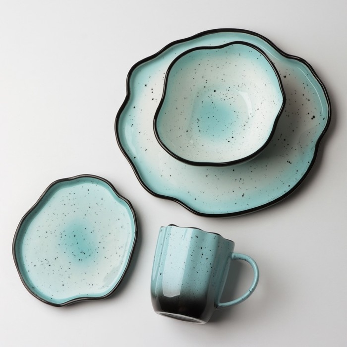 Салатник керамический неровный край &laquo;Синяя&raquo;, 600 мл, 17 см, цвет синий