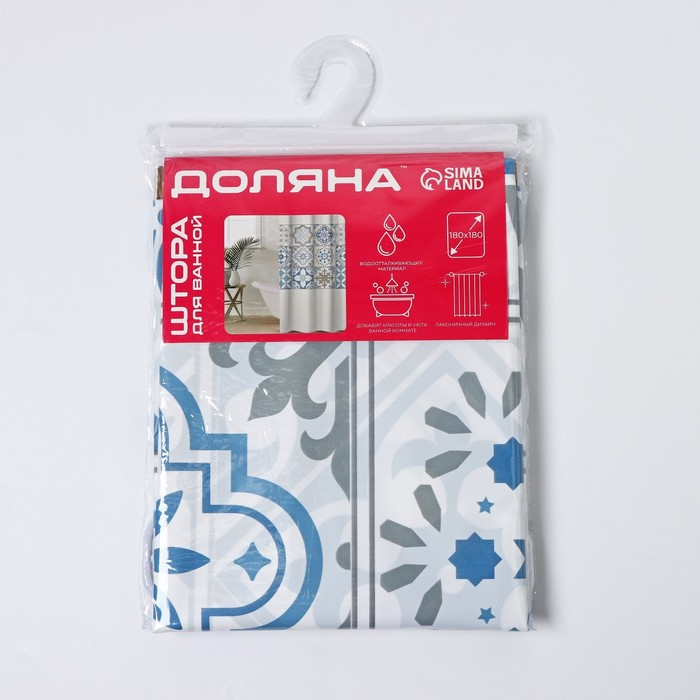 Штора для ванны Доляна &laquo;Луиза&raquo;, 180&times;180 см, EVA