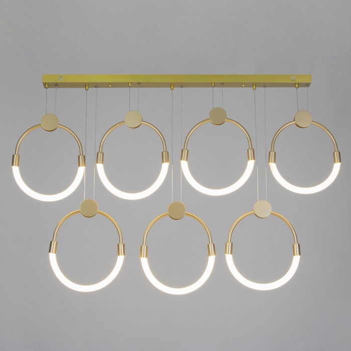 Светильник "Кольца" 7хLED 75Вт 3000К золото 135х50 см
