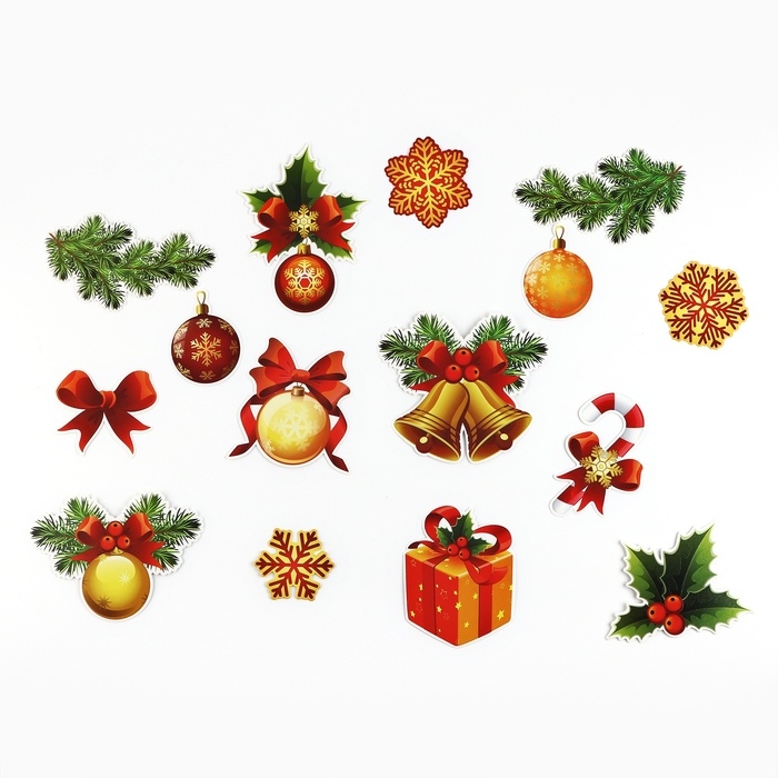 Набор для оформления светящийся в темноте &laquo;Новогодняя коллекция: Новогодний&raquo;, 15 элементов, 16 х 21 см