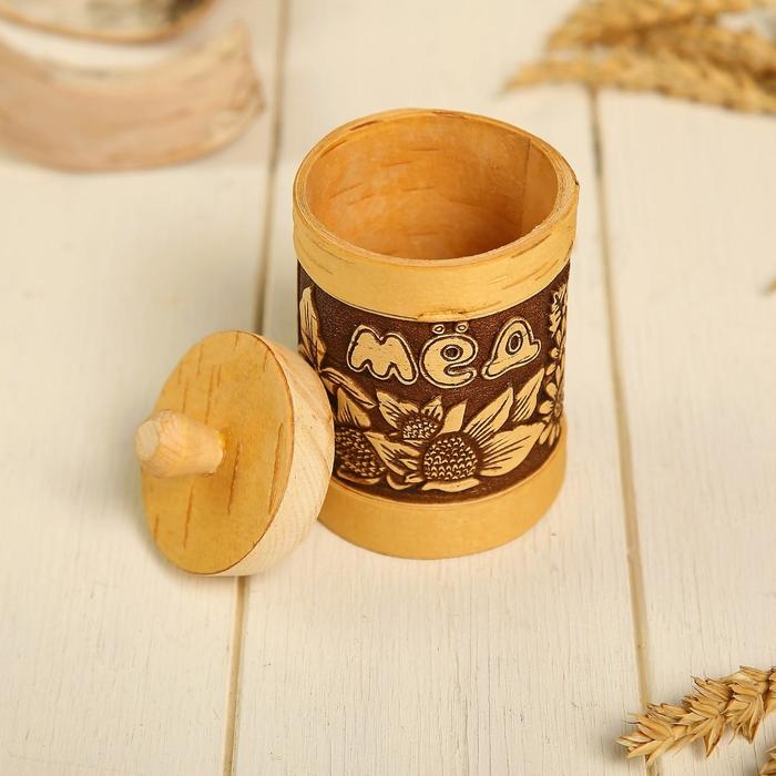 Туес &laquo;Цветочный&raquo;, мёд, 6&times;9,5 см, береста