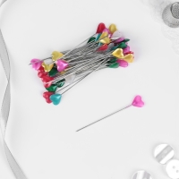 Булавки портновские &laquo;Сердце&raquo;, 55 мм, 50 шт, цвет МИКС