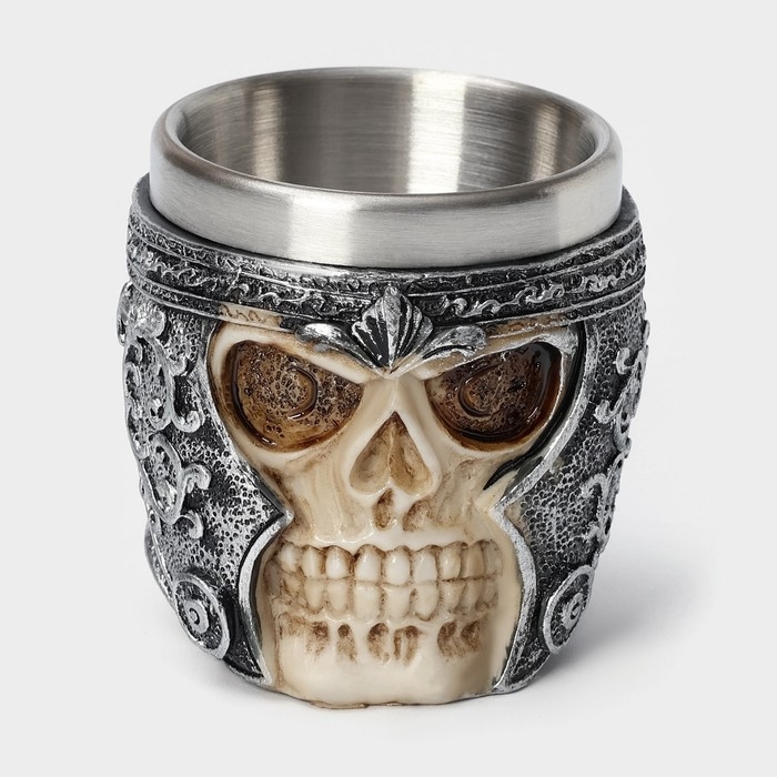 Стопка из нержавеющей стали &laquo;Череп в шлеме. Хэллоуин&raquo;, 70 мл, цвет серебряный