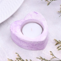 Подсвечник "Сердце малое. Мрамор" из гипса,7х3см,мрамор с фиолетовыми поллосками Подсвечник "Сердце малое. Мрамор" из гипса,7х3см,мрамор с фиолетовыми поллосками