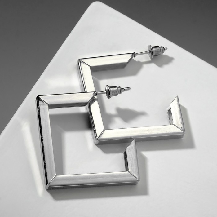 Серьги &laquo;Геометрия&raquo; обливион, крупные, цвет серебро