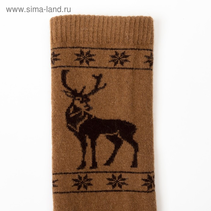 Гольфы женские из монгольской шерсти с рисунком, цвет рыжий, размер 23-25