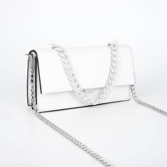 Цепочка для сумки, пластиковая, 17 &times; 23 мм, 120 см, цвет белый