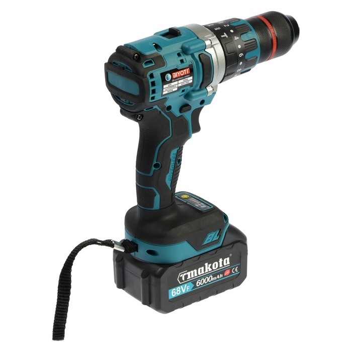 Дрель-шуруповерт BIYOTI BYT-CED05, бесщеточная, ударная, 20 В, 2х4 Ач, 90 Нм, кейс