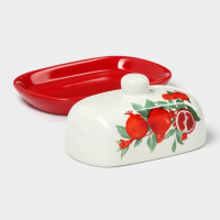 Маслёнка Доляна &laquo;Гранат&raquo;, 17,2&times;12,4&times;8,5 см, цвет красный и белый