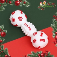 Игрушка пищащая "Новогодняя Гантель", 12,5 см, белая Игрушка пищащая "Новогодняя Гантель", 12,5 см, белая